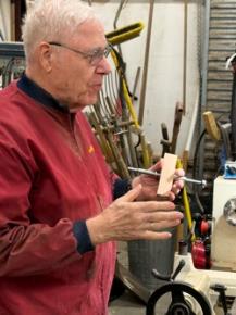 Wayne inspecting the blank