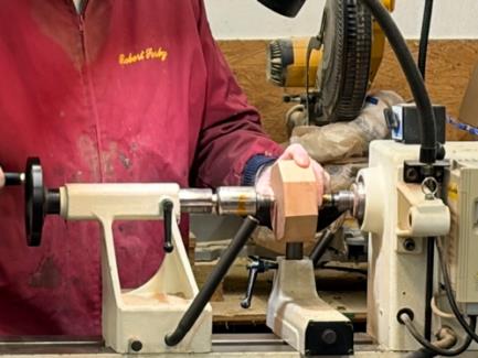 Wayne at the lathe