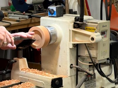 Shaping the base on the lathe