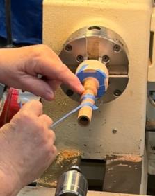 Checking the threaded finial fit with the insert
