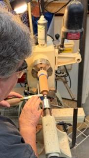 Drilling the finial with a machine bit